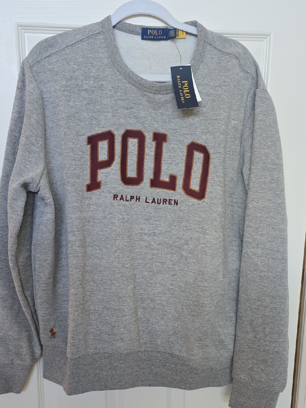 Polo by Ralph Lauren Gray Crewneck Sweatshirt with Maroon Logo